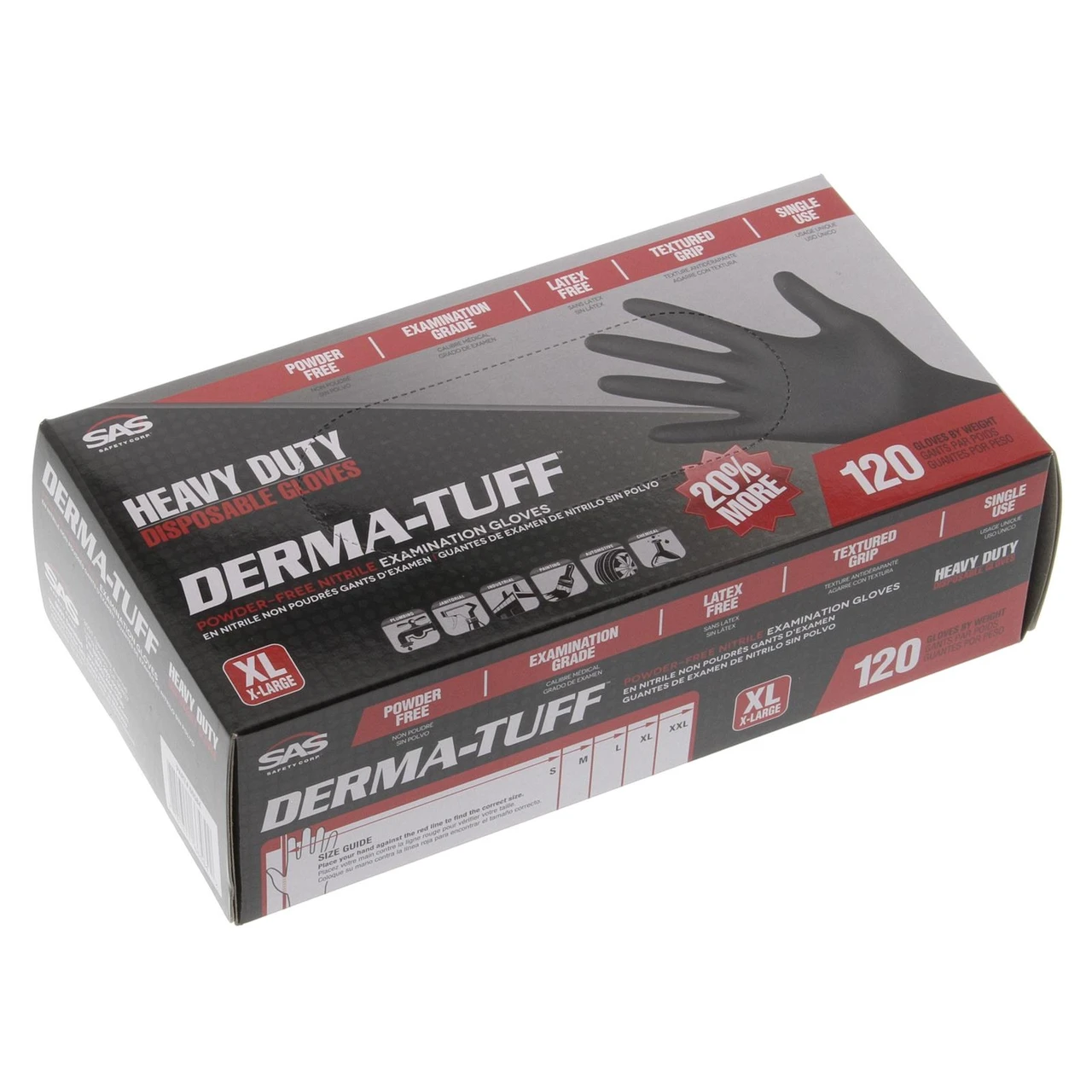 SAS Safety 66584 Heavy Duty Disposable Nitrile Gloves, X-Large — product image 3