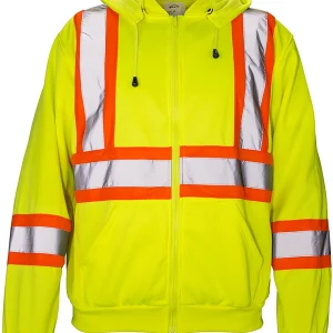 SAS Safety 690-1409 Hi-Viz Class 2 Hooded Safety Sweatshirt, Yellow, Large