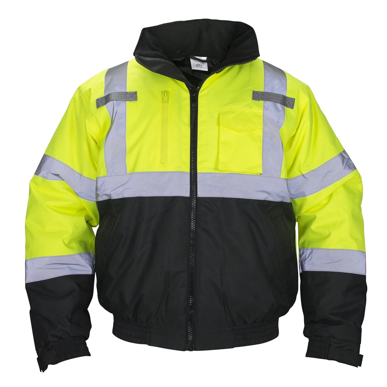 SAS Safety 690-1508 Hi-Viz Class 3 Hooded Bomber Jacket, Yellow, Medium