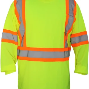 SAS Safety 690-1610 Hi-Viz Class 2 Long Sleeve T-Shirt, Yellow, XL