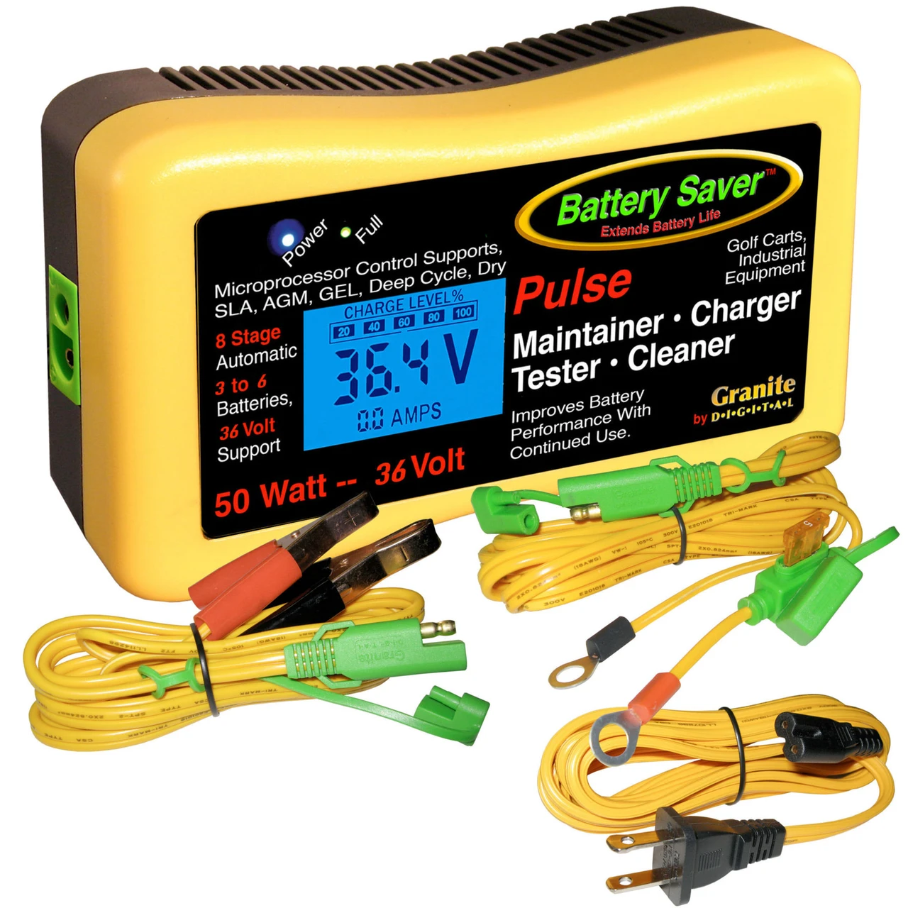 Save A Battery 2365-36-LCD 36v 50 W (1.39A) Maintainer, Pulse Cleaner & Tester
