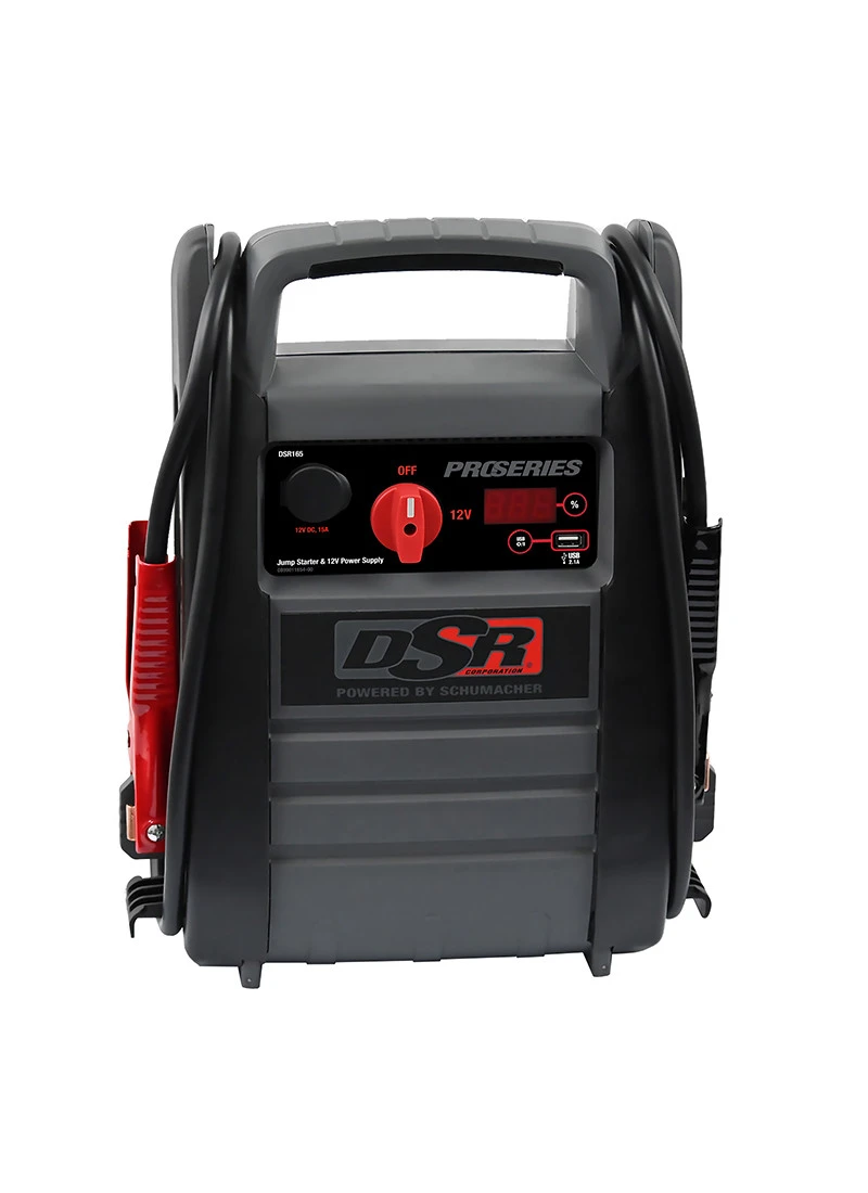 Schumacher DSR165 black ProSeries jump starter with carrying handle and side cables