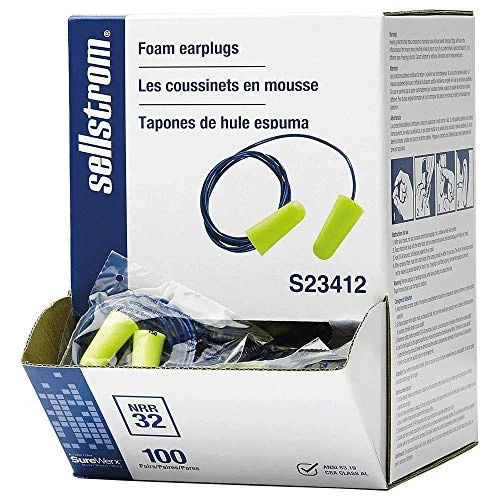 Sellstrom Disposable Foam Ear Plugs, 32dB NRR, Hi-Viz Green (S23412)