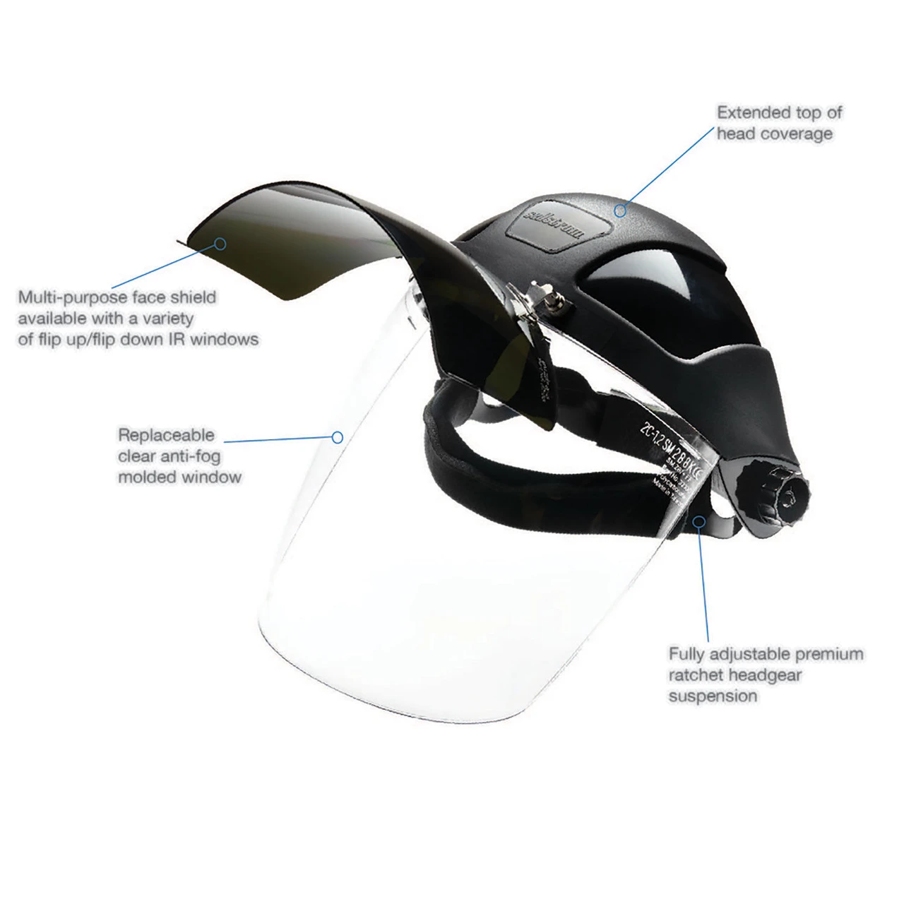 Sellstrom Face Shield with Flip-Up IR Window & Ratcheting Headgear (S32151) — product image 3