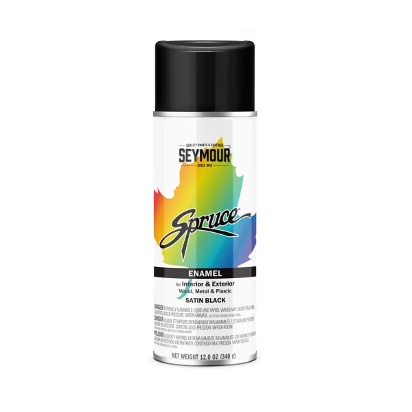 Seymour Paints 98-24 Spruce General Use Enamel Spray Paint, Satin Black