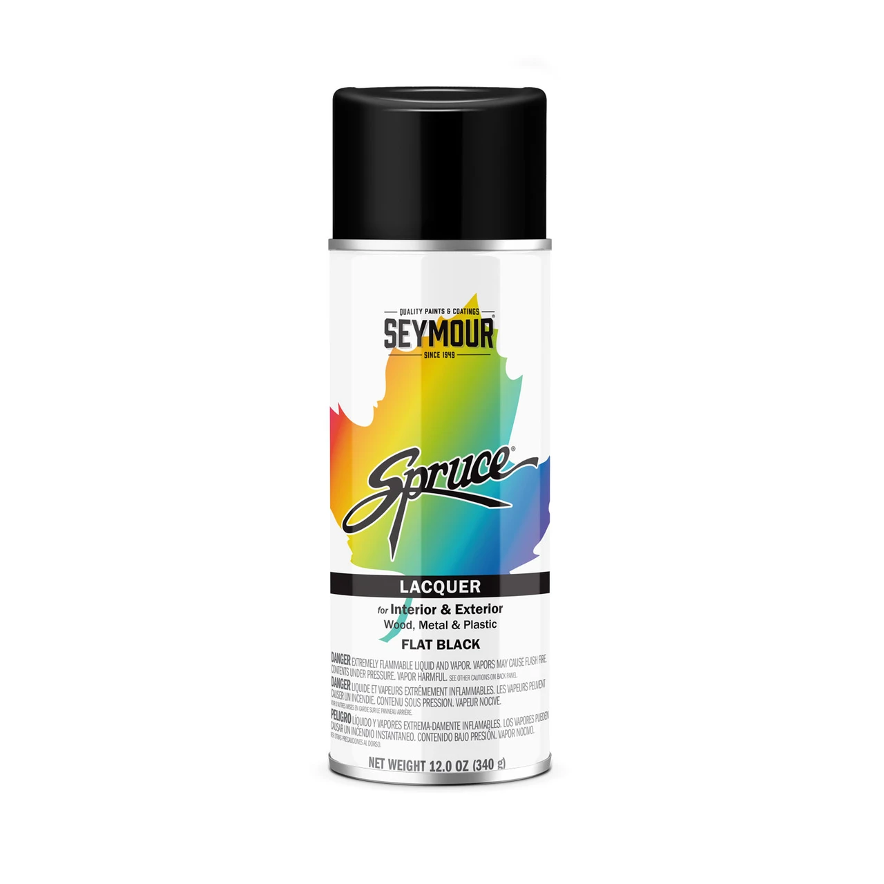 Seymour Paints 98-30 Spruce Metallics & Lacquers Spray Paint, Flat Black