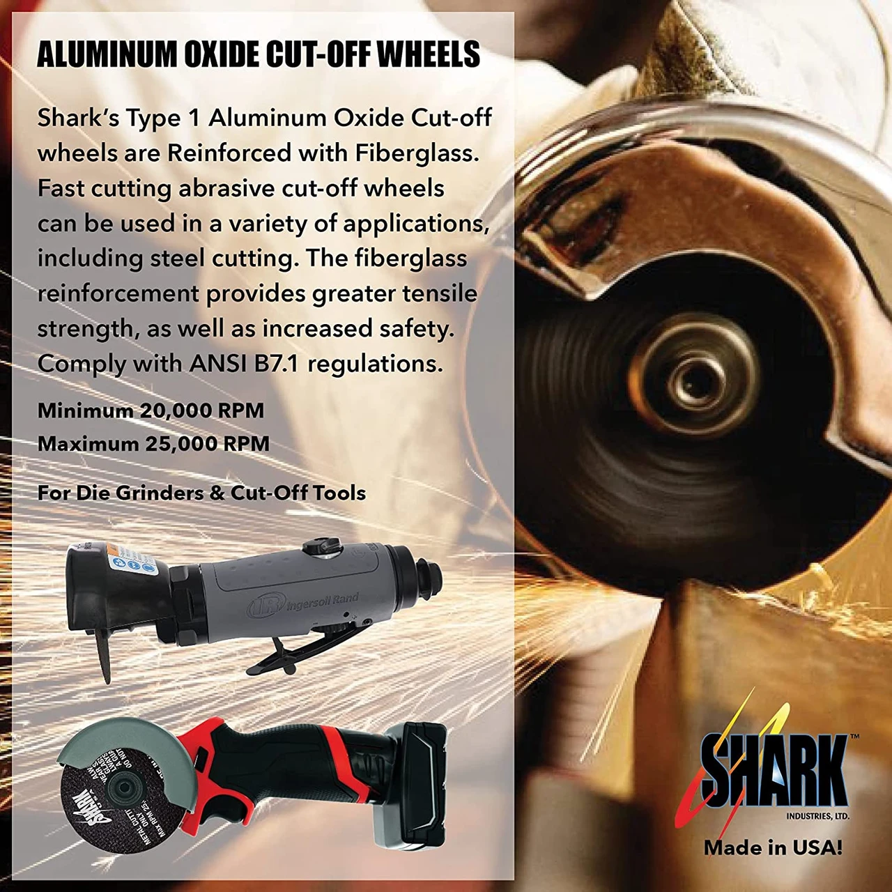 Shark Industries 26-6 3" x 1/32" x 3/8" Cut-off Wheels 54 Grit — product image 3