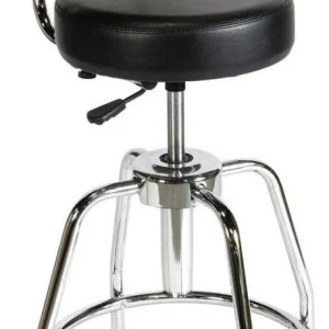 Shopsol Height Adjustable Shop Stool W/Chrome Tubular Base, Vinyl Seat & Back, 300Lb Cap (3010002)