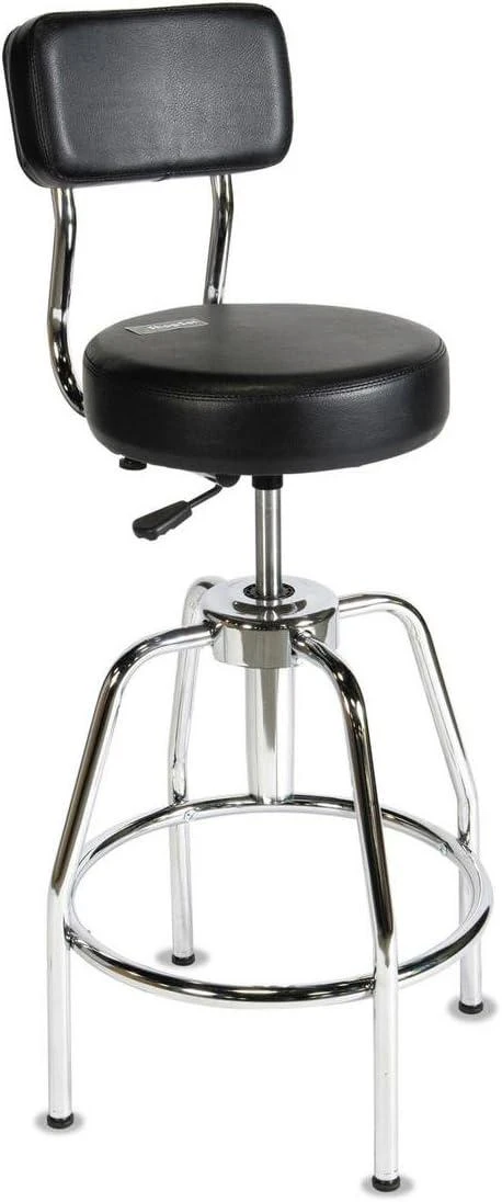 Shopsol Height Adjustable Shop Stool W/Chrome Tubular Base, Vinyl Seat & Back, 300Lb Cap (3010002)