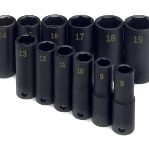 SK Tools 12 Piece 3/8" Drive 6 Point Metric Deep Impact Socket Set (4082)