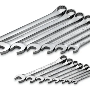 SK Tools 15 Piece 12 Pt Fractional Regular Combination Chrome Wrench Set (86255)