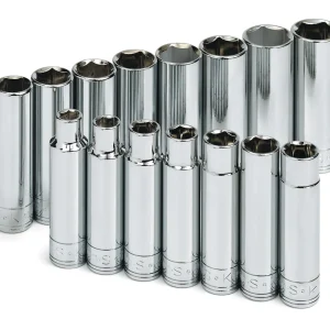 SK Tools 15 Piece 0.5 in. Drive Deep Metric Chrome Socket Set (1945)