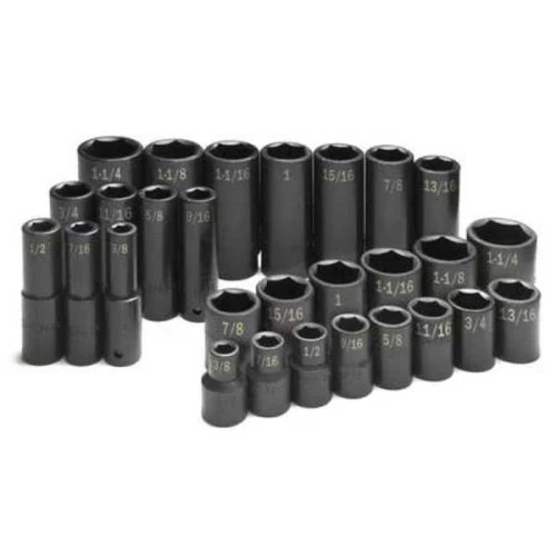 SK Tools 28 Piece 1/2" Drive 6 Point Sae Std And Deep Impact Socket Set (4051)