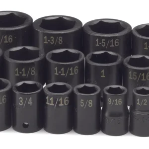 SK Tools Socket Set Impact 1/2In. Drive 19 Pcs SAE Std 6 Pt (4039)