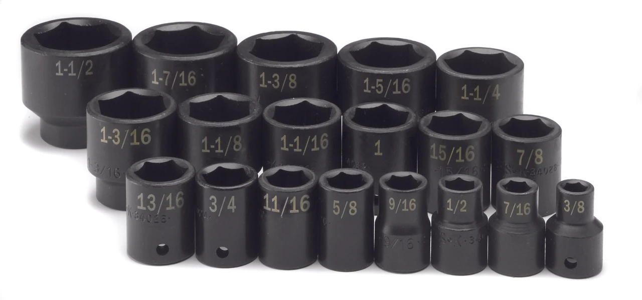 SK Tools Socket Set Impact 1/2In. Drive 19 Pcs SAE Std 6 Pt (4039)
