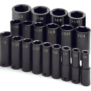 SK Tools 19-Piece 1/2-Inch Drive 6 Point Deep Fractional Impact Socket Set (4049)