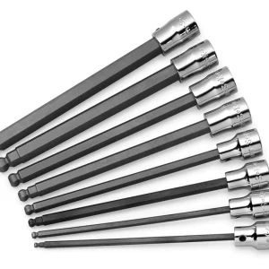SK Tools 8 Piece 3/8-Inch Drive Metric Long Ball Hex Bit Socket Set (19748)