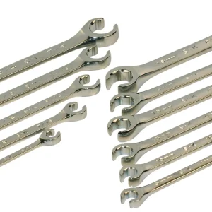 SK Tools Flare Nut Wrench Set - Chrome, Fractional/Metric, 11 Piece (SK371)