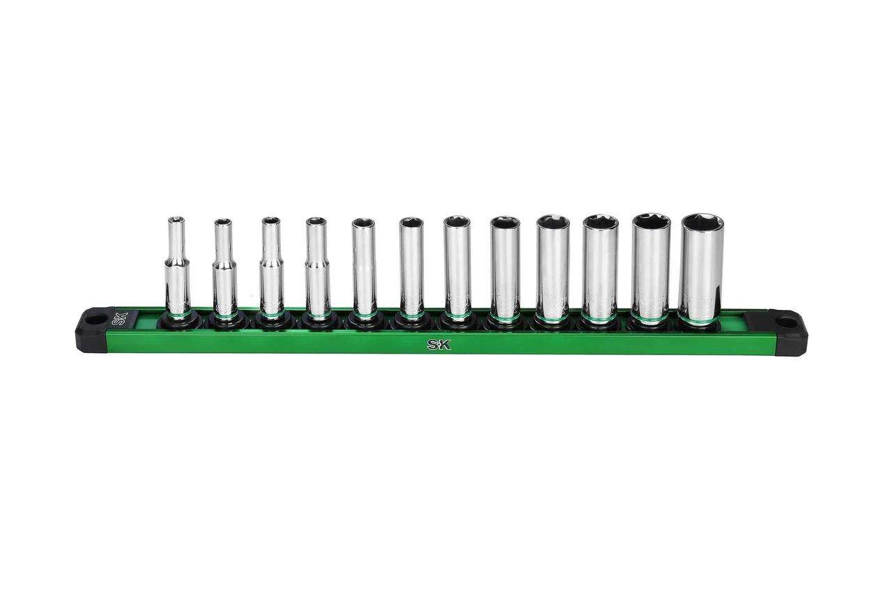 SK Tools Socket Set - Chrome, Deep, Metric, 6 Point, 1/4" Drive, 12 Piece (SK01345)