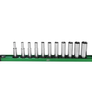SK Tools Socket Set - Chrome, Deep, Sae, 6 Point, 1/4" Drive, 11 Piece (SK01344)