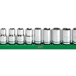 SK Tools Socket Set - Chrome, Standard, Metric, 6 Point, 1/2" Drive, 11 Piece (SK01343)