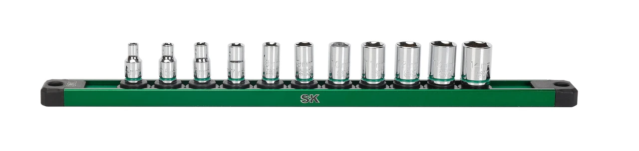 SK Tools Socket Set - Chrome, Standard, Metric, 6 Point, 1/4" Drive, 11 Piece (SK01503)