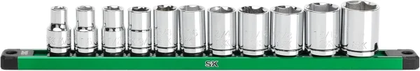 SK Tools Socket Set - Chrome, Standard, Sae, 6 Point, 1/2" Drive, 11 Piece (SK01342)