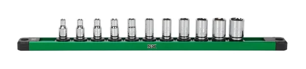 SK Tools Socket Set - Chrome, Standard, Sae, 6 Point, 1/4" Drive, 11 Piece (SK01504)