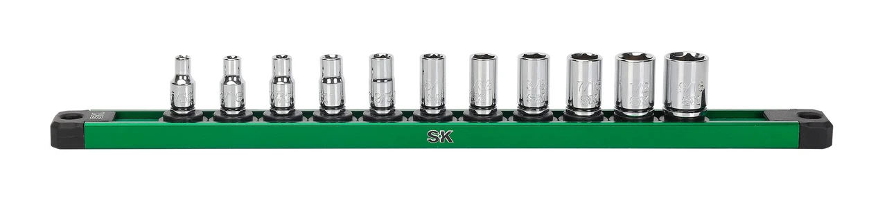 SK Tools Socket Set - Chrome, Standard, Sae, 6 Point, 1/4" Drive, 11 Piece (SK01504)