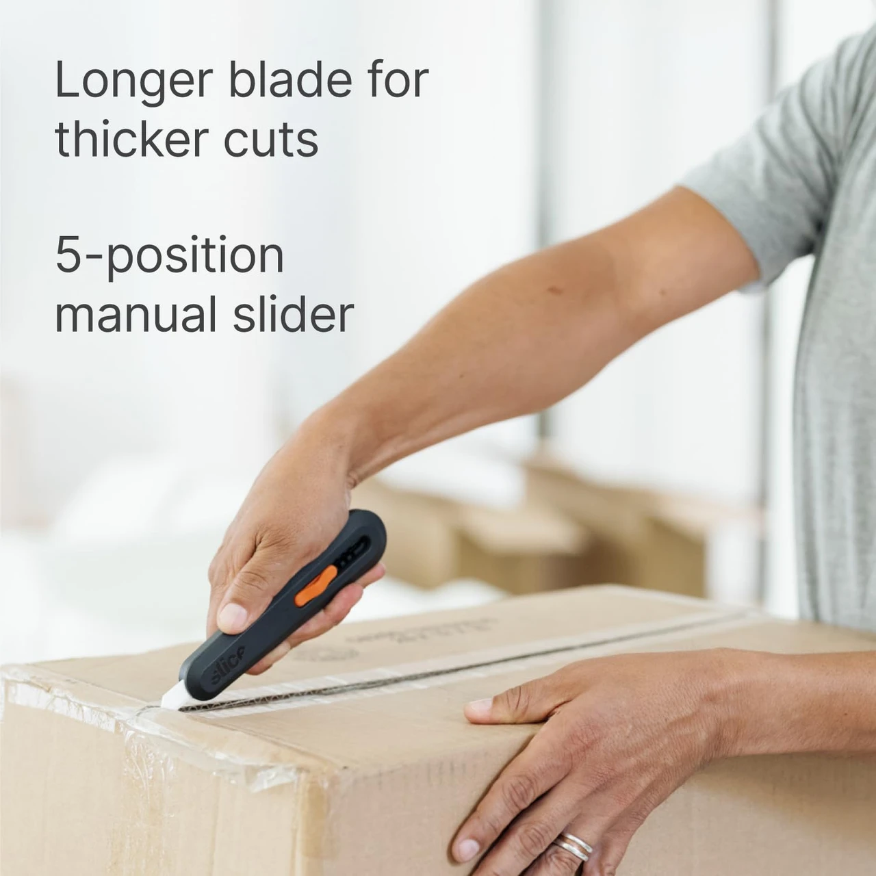 Slice 5 Position Manual Locking Blade Safe Ceramic Blade Utility Knife, Orange (10550) — product image 3