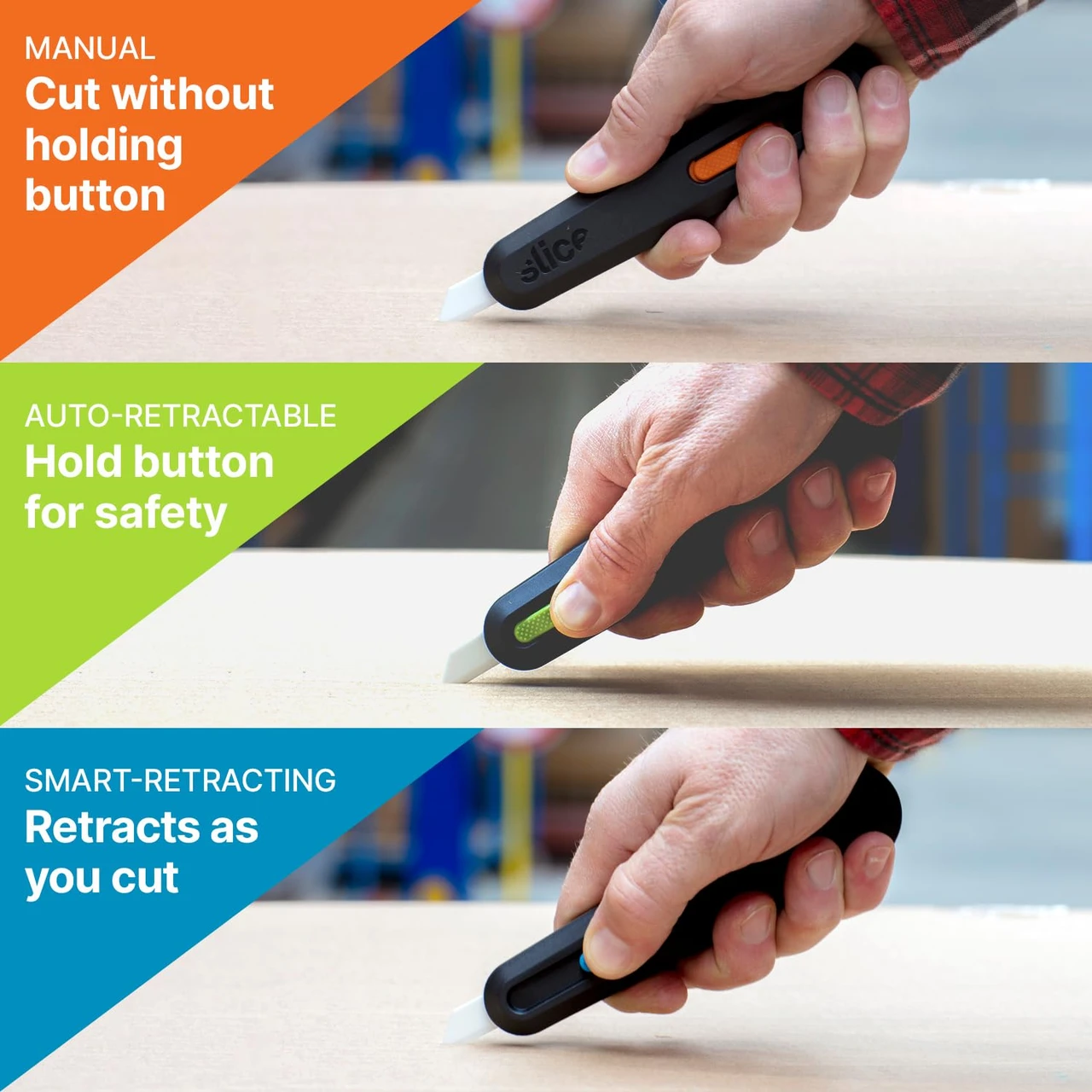 Slice 5 Position Manual Locking Blade Safe Ceramic Blade Utility Knife, Orange (10550) — product image 4