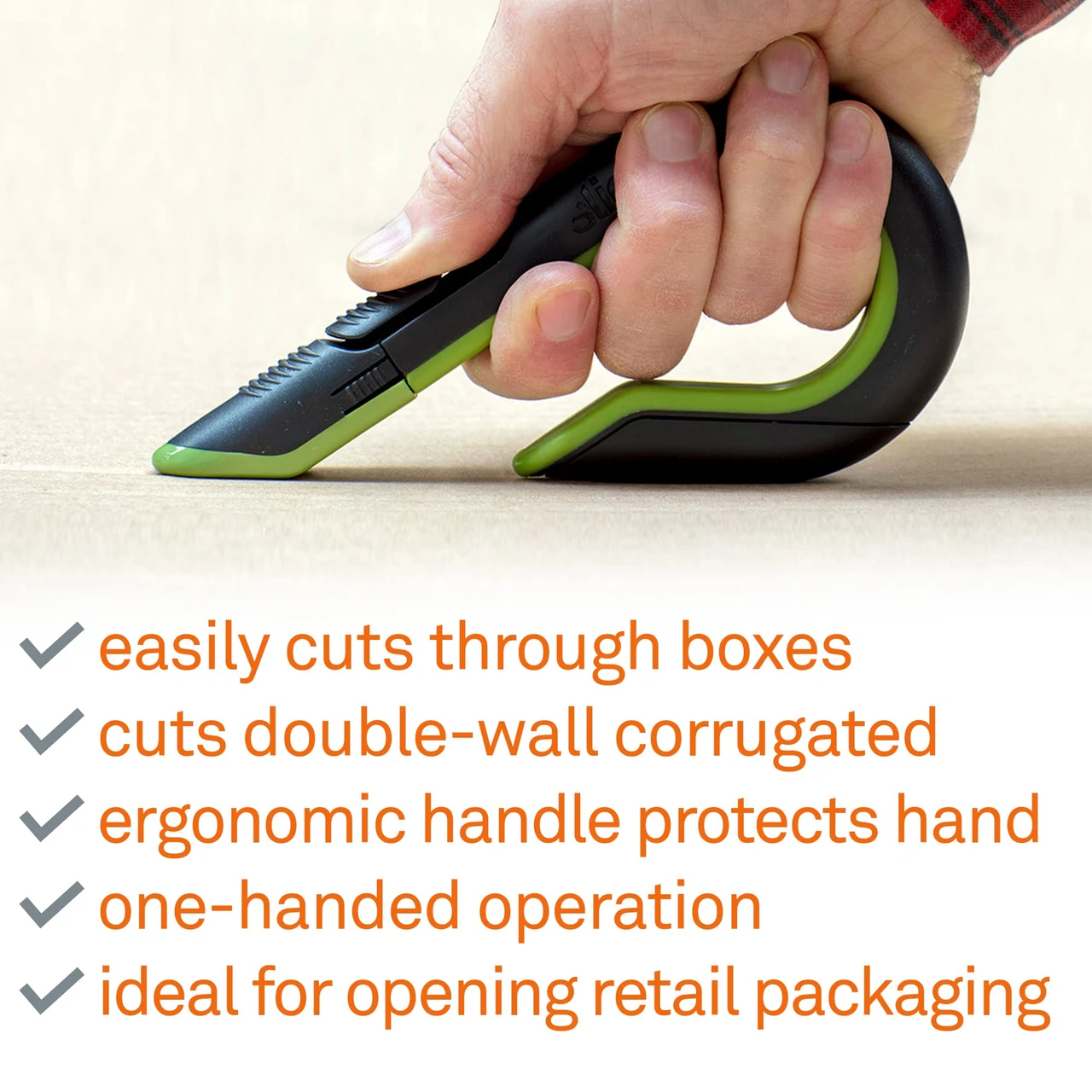 Slice Auto-Retract Box Cutter Utility Knife in Gray Green (10503) — product image 3