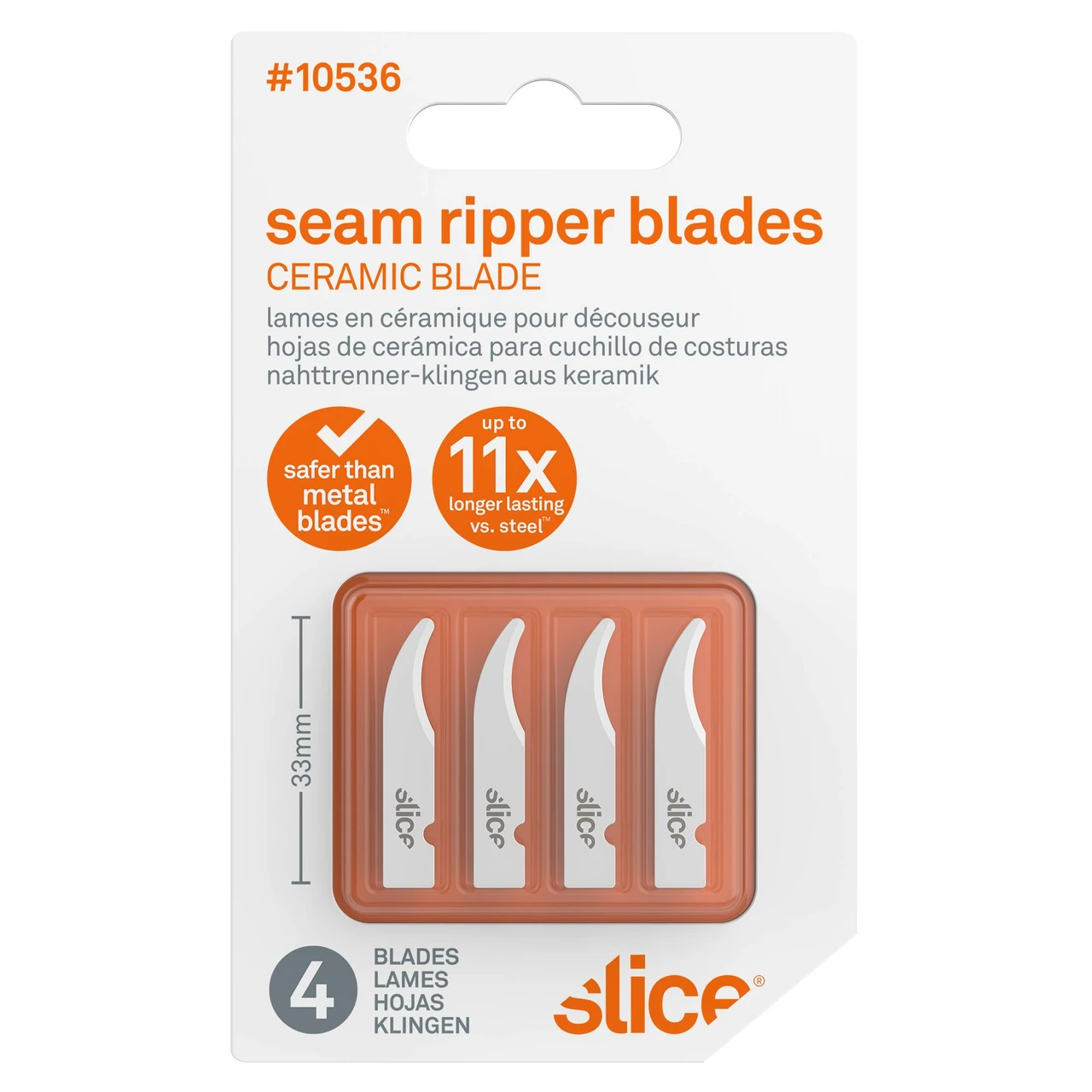 Slice Seam Ripper Blades 4-Pack with Rounded Tip for Safety (10536)