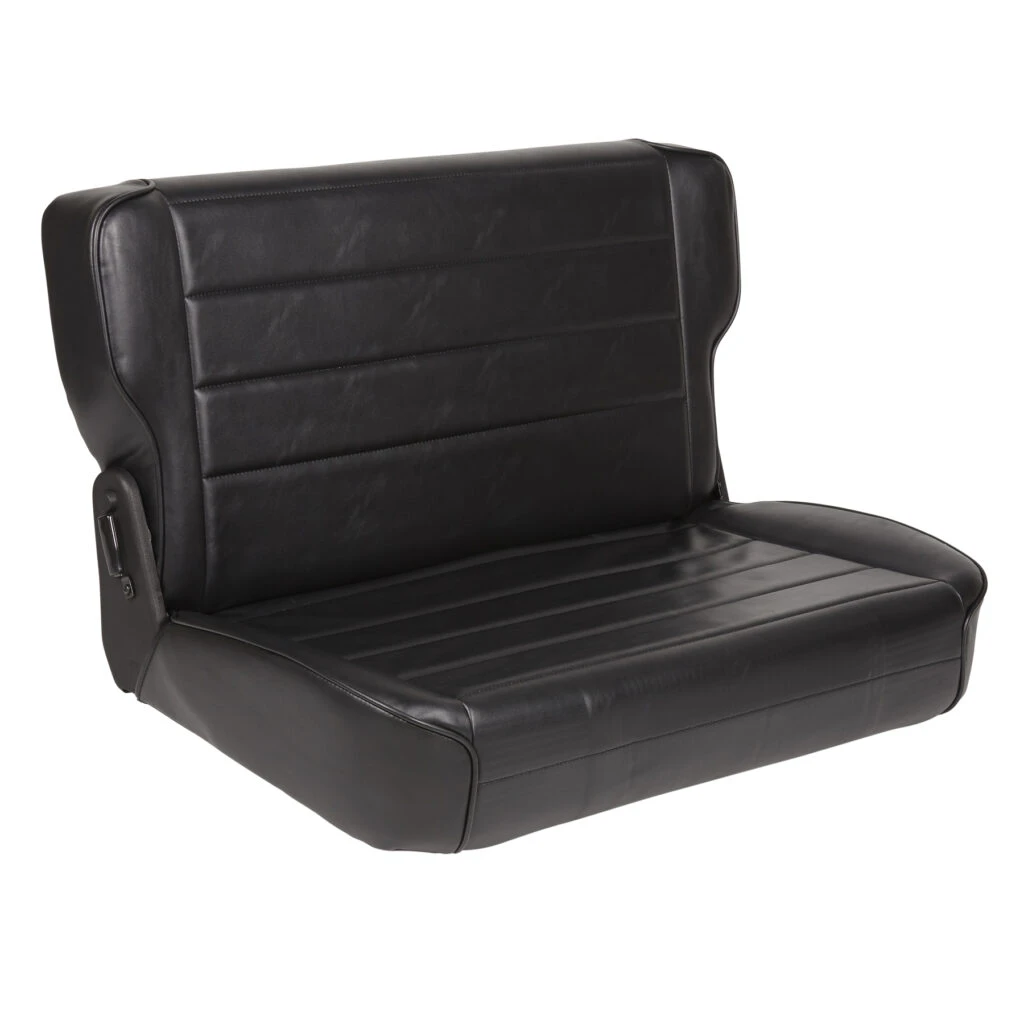 Smittybilt Rear Fold & Tumble Seat for CJ & Wrangler YJ - Black Vinyl (SMB41301)