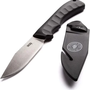 SOG ACE Fixed 3.8" Stonewashed Plain Blade Textured Handle (SOG-ACE1001-CP)