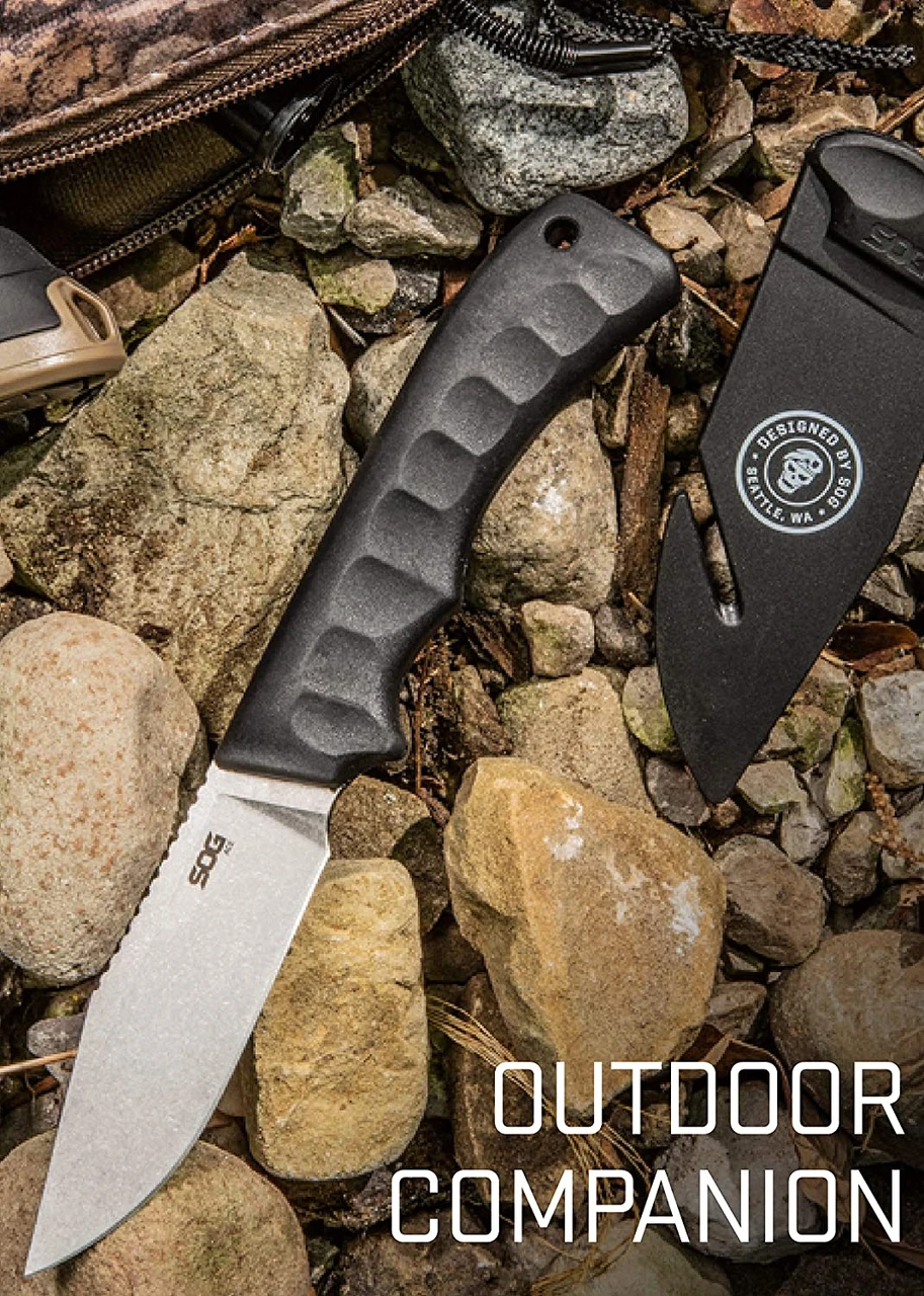 SOG ACE Fixed 3.8" Stonewashed Plain Blade Textured Handle (SOG-ACE1001-CP) — product image 5