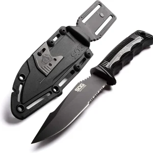 SOG Seal Strike Fixed 4.9 Black TINI Combo Blade GRN Handles (SOG-SS1003-CP)
