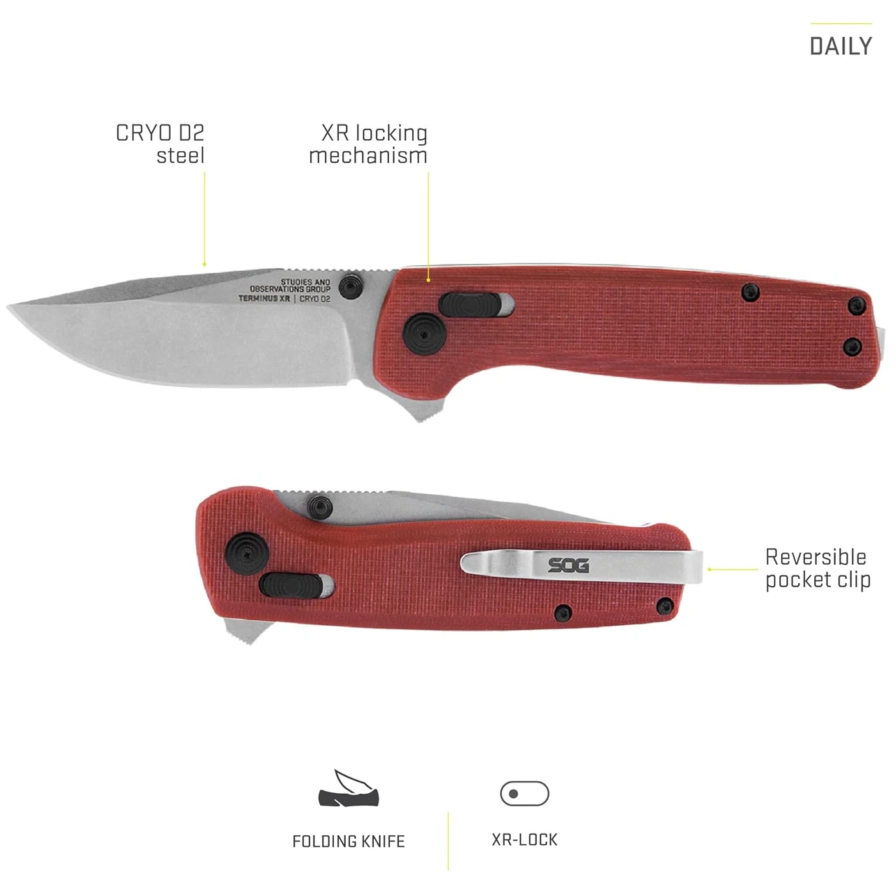 SOG Terminus XR G10 Folding Pocket Knife Crimson (SOG-TM1023-CP) — product image 2