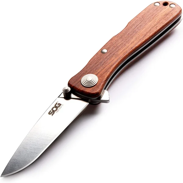 SOG Twitch II Assisted Flipper 2.65" Satin Blade Rosewood Handles (SOG-TWI17-CP)