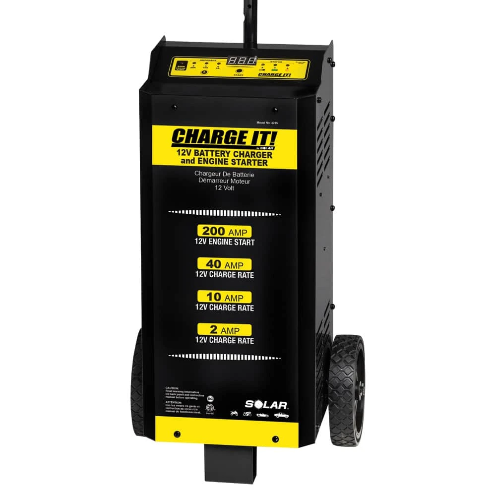 Solar 4735 CHARGE IT! 40/10/2/200 Amp 12 Volt Wheeled Battery Charger