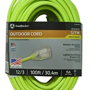 Southwire 100-Foot 12/3 Neon Outdoor Extension Cord; Bright Green (2579SW000X)