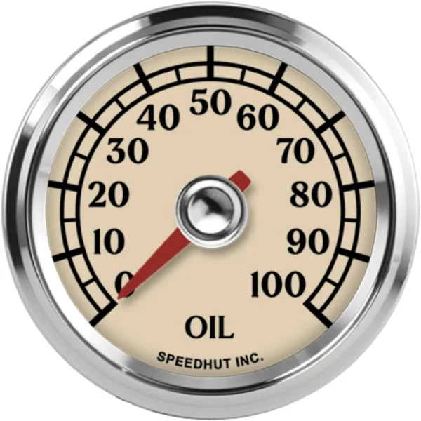 Speedhut Antique cream0–100PSI oil pressure dial with red pointer