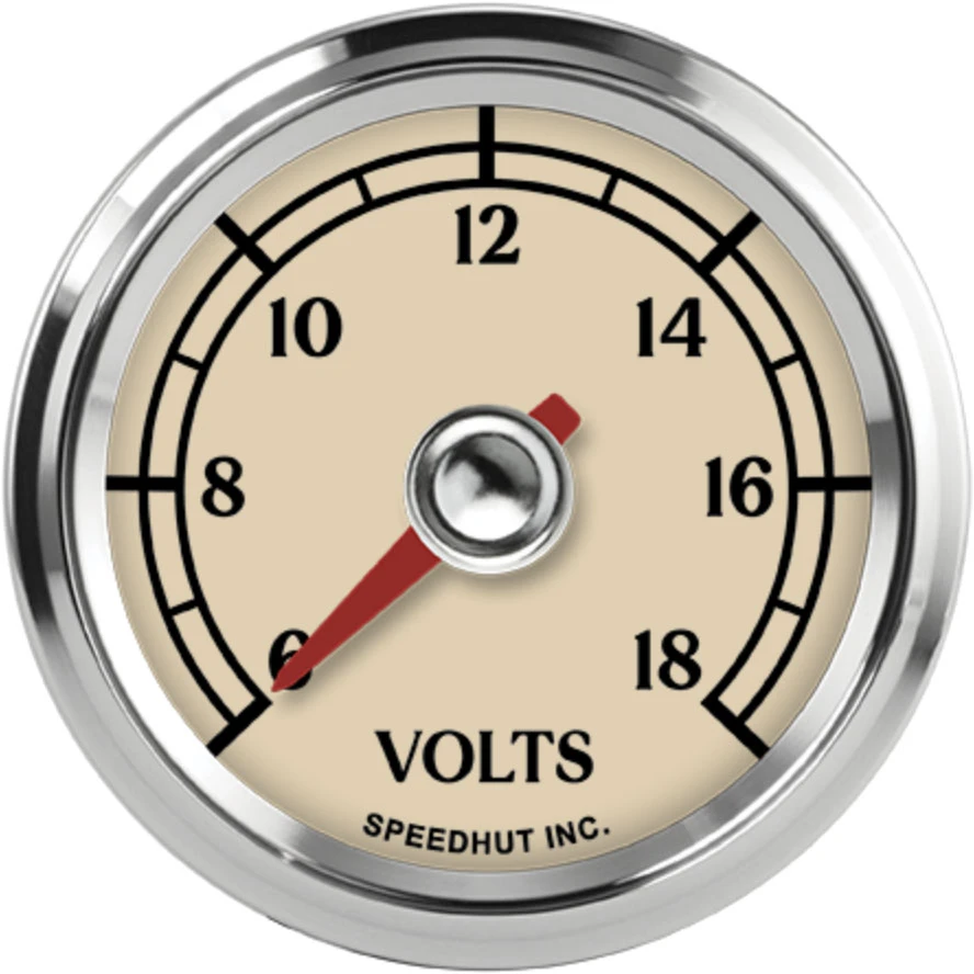 Speedhut 2-1/16" Antique Series 6-18V Volt Gauge (L2-V1-ATQ)