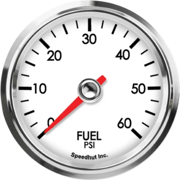 Speedhut L25-FP3-LEG white fuel pressure dial marked0 to60PSI