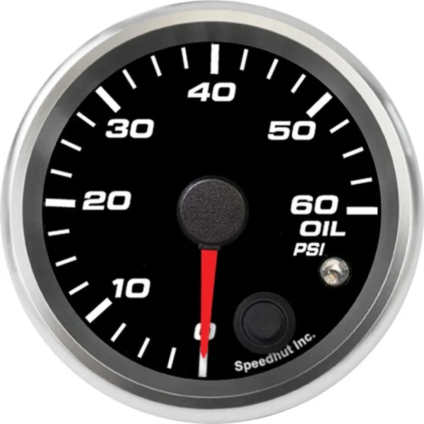 Speedhut black0–60PSI warning oil gauge with red pointer