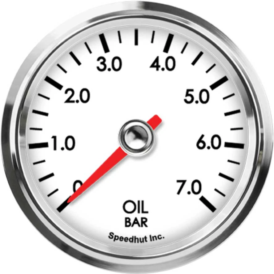 Speedhut Legacy white oil-pressure dial marked0–7bar