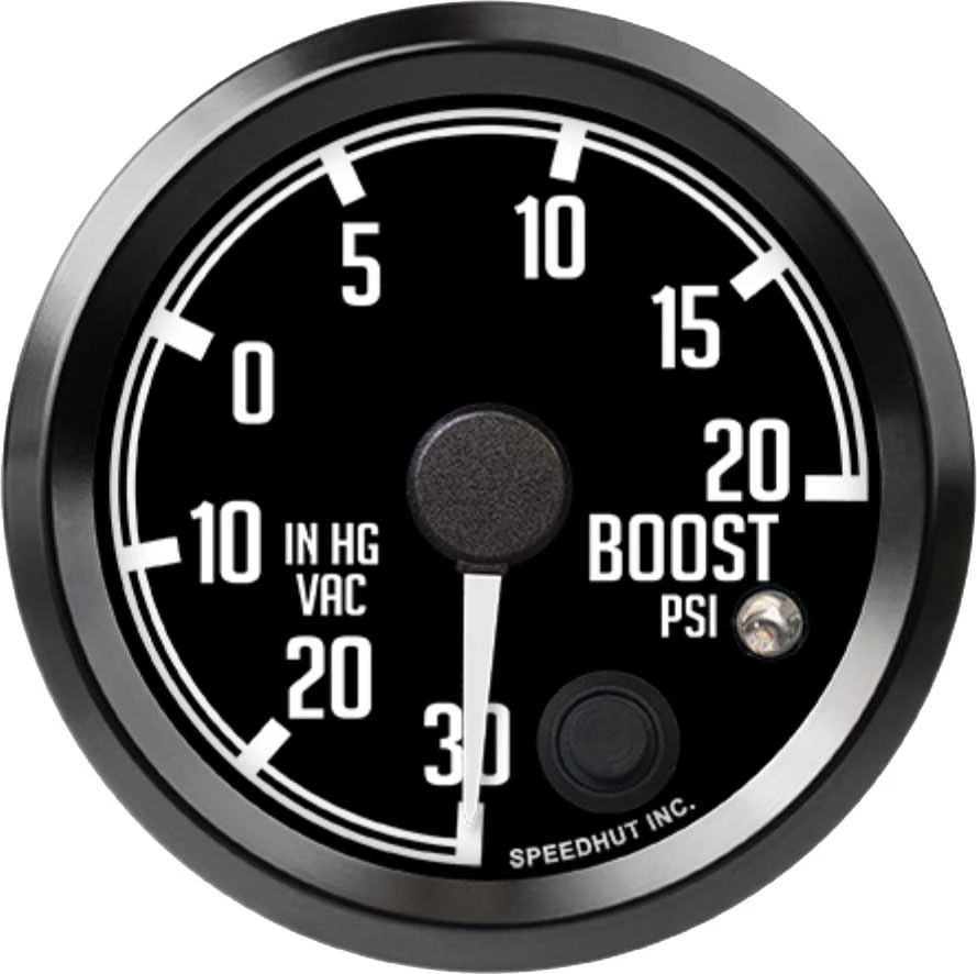 Speedhut 2-5/8" 30inhg-0-20 Boost/Vac Gauge w/ Warning (R25-BV3-DATZ)