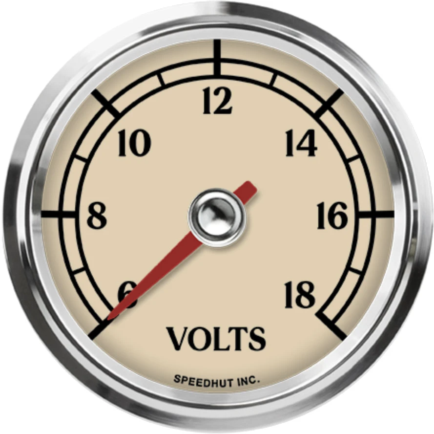 Speedhut 2-5/8" Antique Series 6-18V Volt Gauge (L25-V1-ATQ)