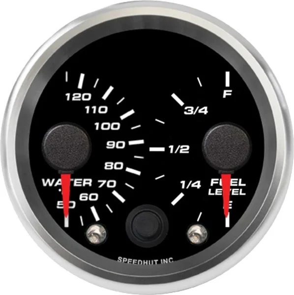 Speedhut 2-5/8" Dual Met Water Temp / Fuel Level Gauge (R25-DG8-REV)