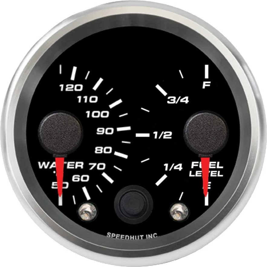 Speedhut 2-5/8" Dual Met Water Temp / Fuel Level Gauge (R25-DG8-REV)